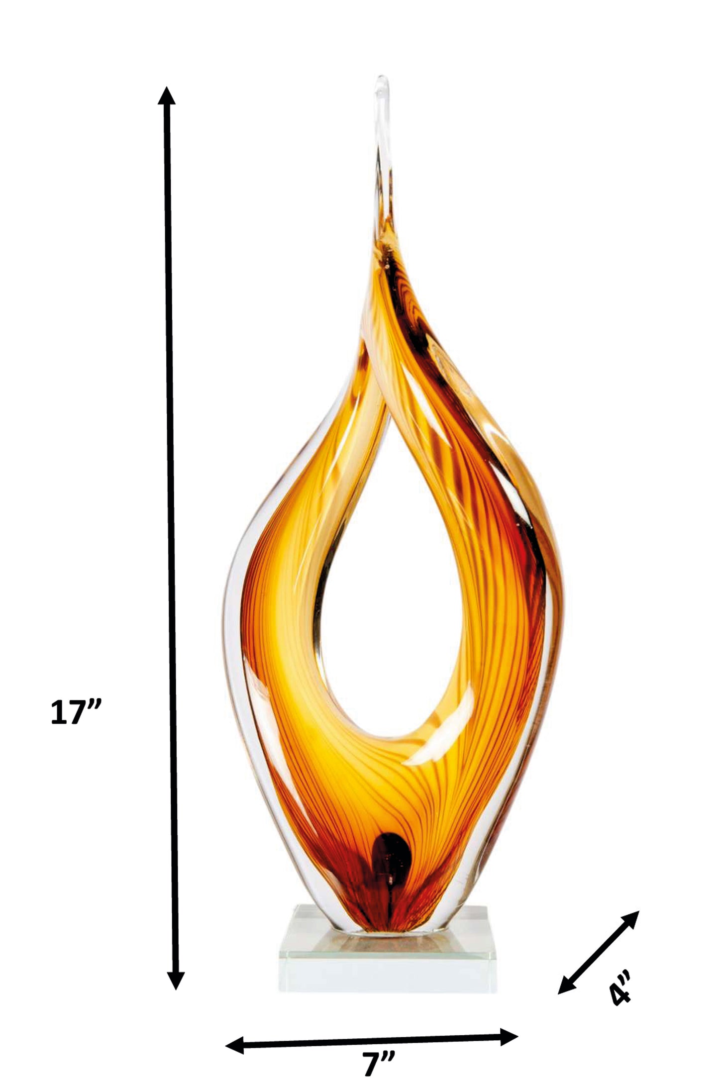 Golden Flame Handcrafted Art Glass Sculpture