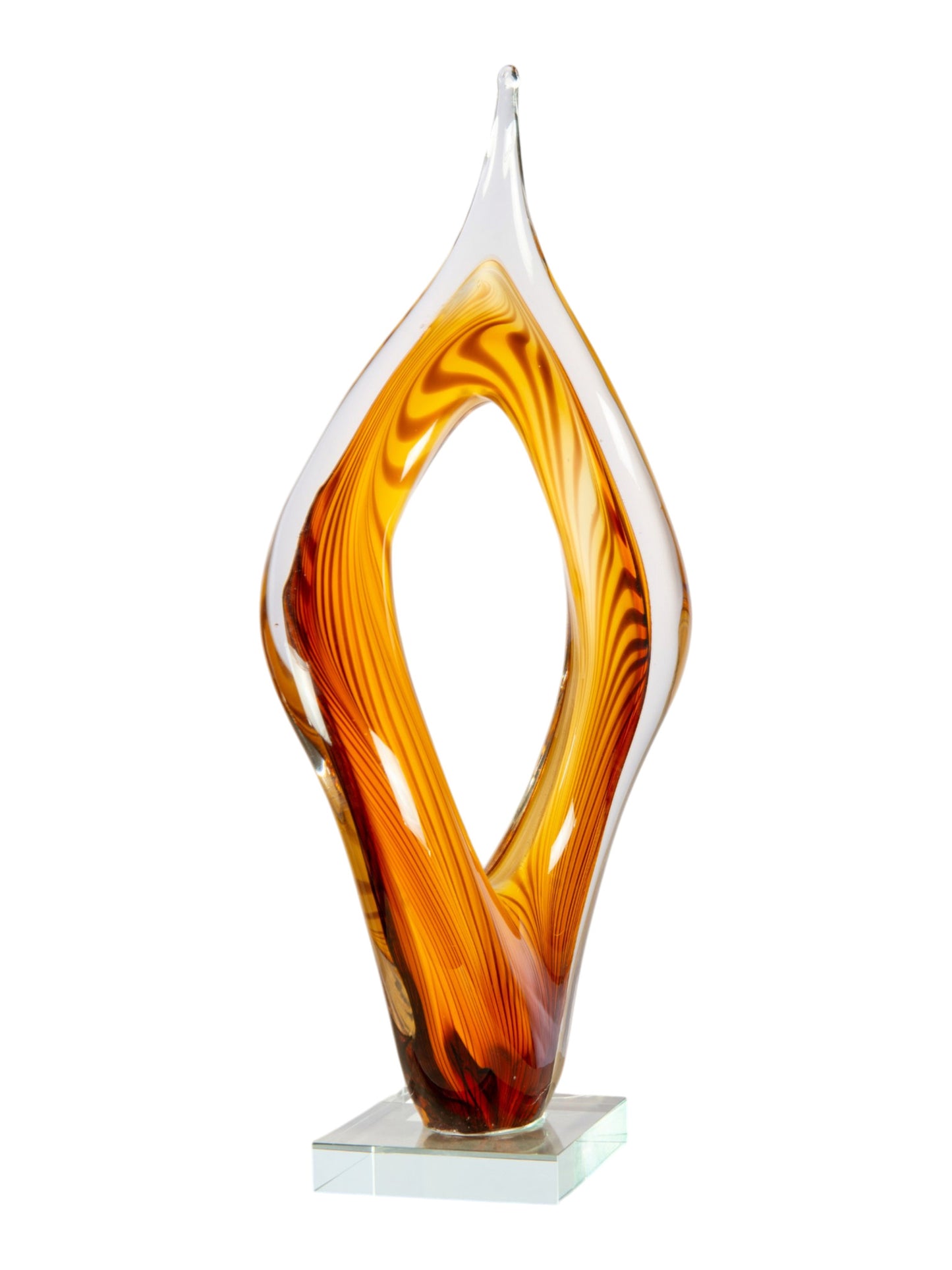 Golden Flame Handcrafted Art Glass Sculpture
