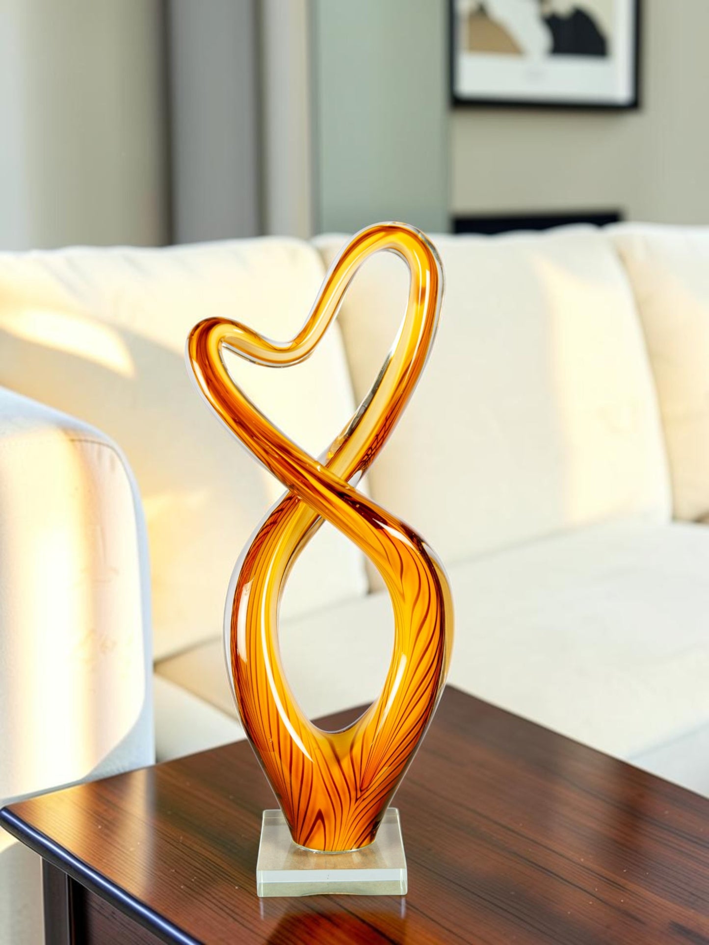 Golden Infinity Handcrafted Art Glass Sculpture