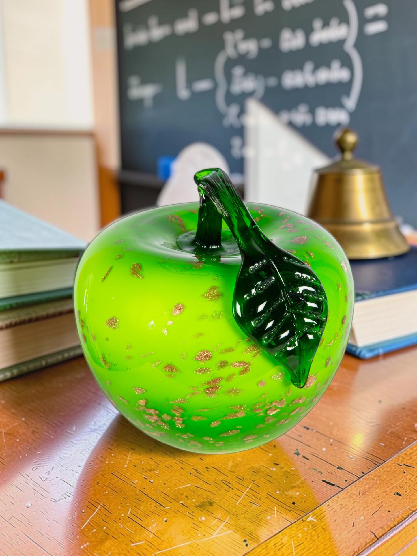 Emerald Orchard Apple Handcrafted Art Glass Apple Sculpture
