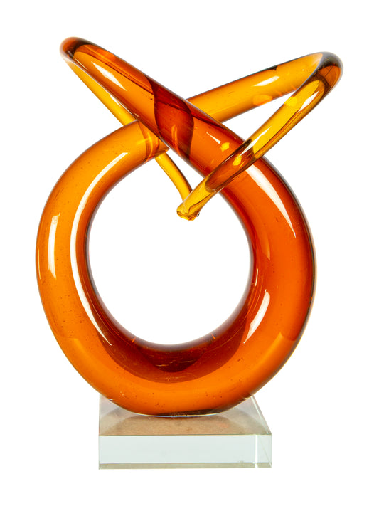 Amber Orbit Handcrafted Art Glass Sculpture