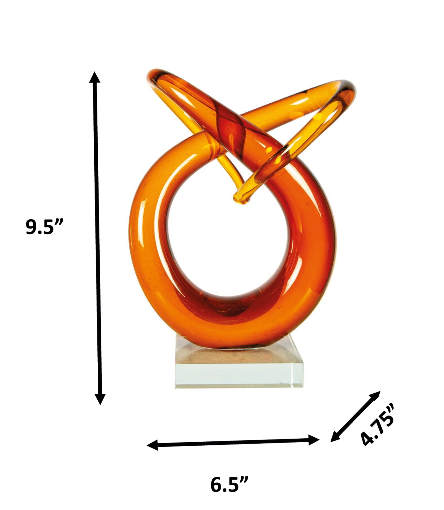 Amber Orbit Handcrafted Art Glass Sculpture