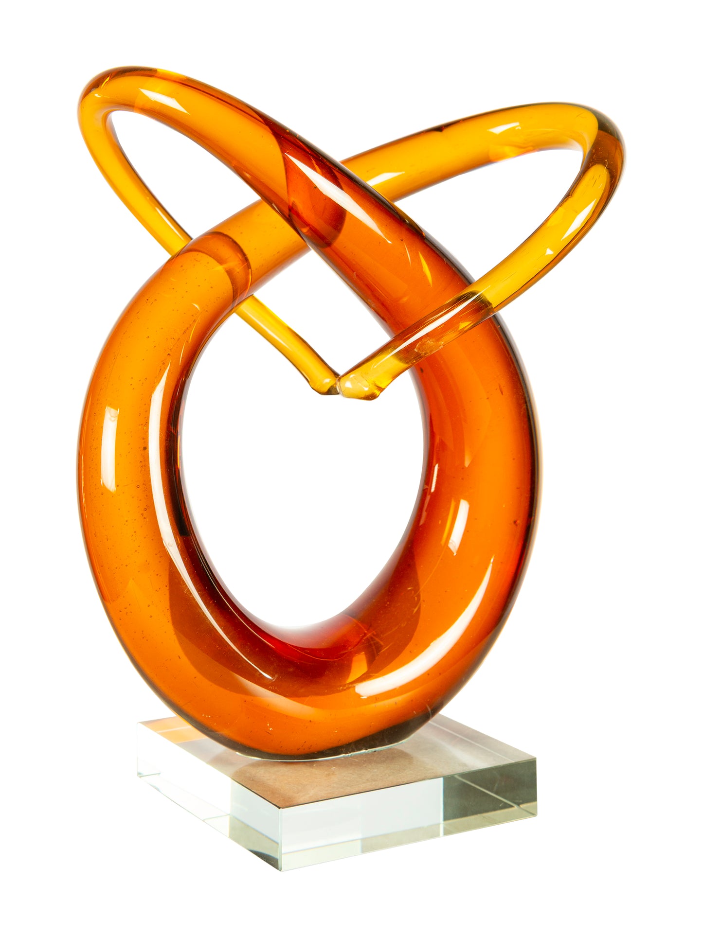 Amber Orbit Handcrafted Art Glass Sculpture