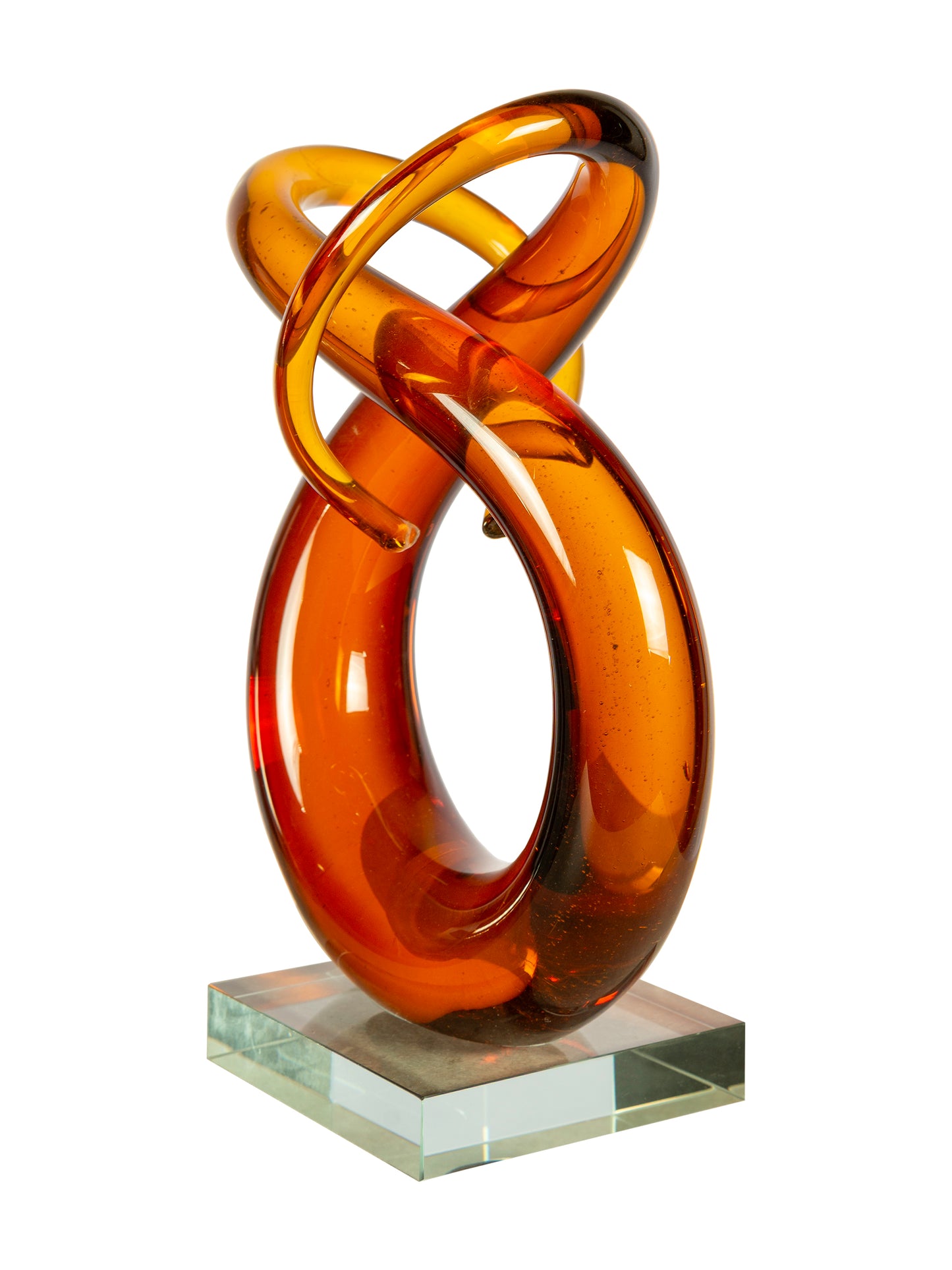 Amber Orbit Handcrafted Art Glass Sculpture