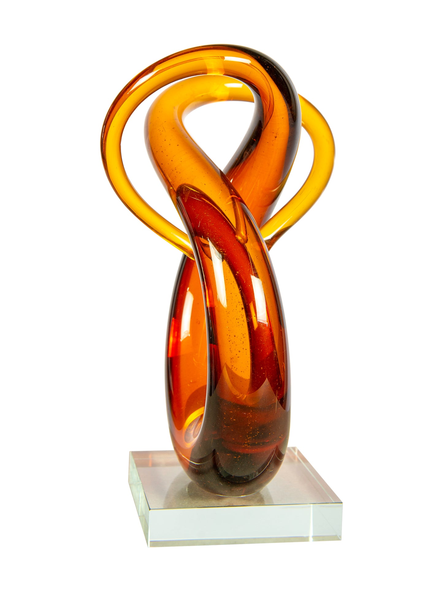 Amber Orbit Handcrafted Art Glass Sculpture