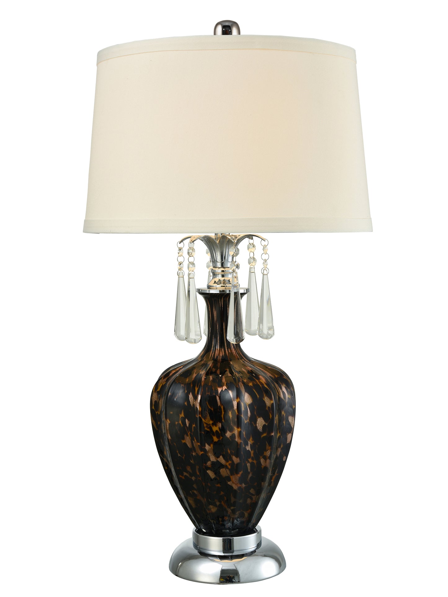 Wilking Hand Blown Art Glass and Crystal Table Lamp