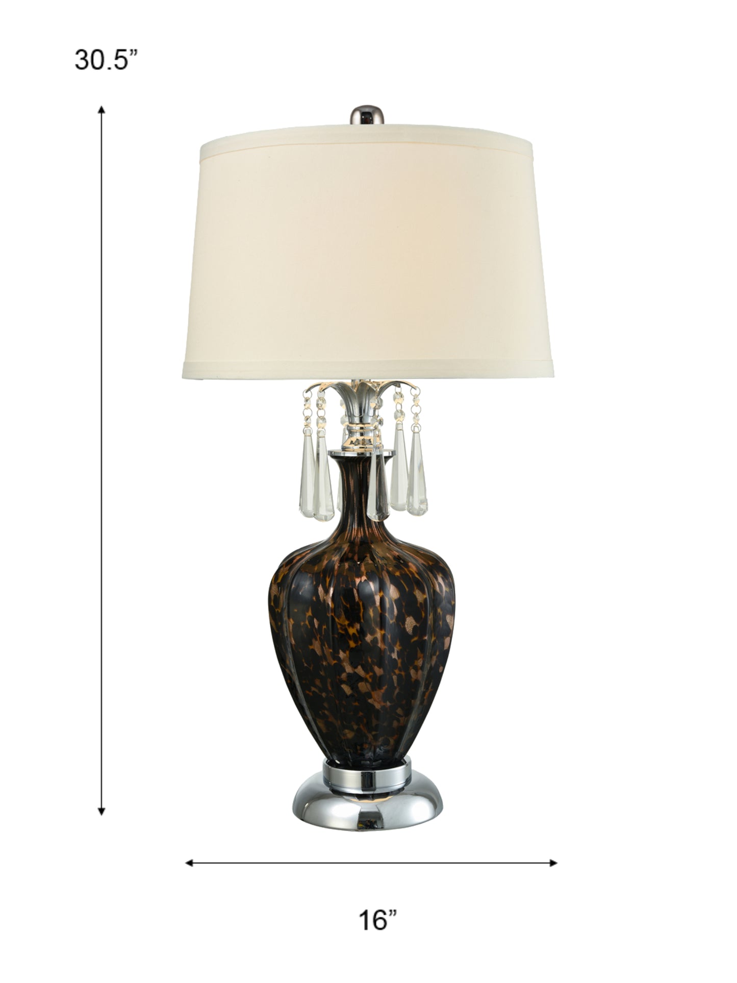 Wilking Hand Blown Art Glass and Crystal Table Lamp