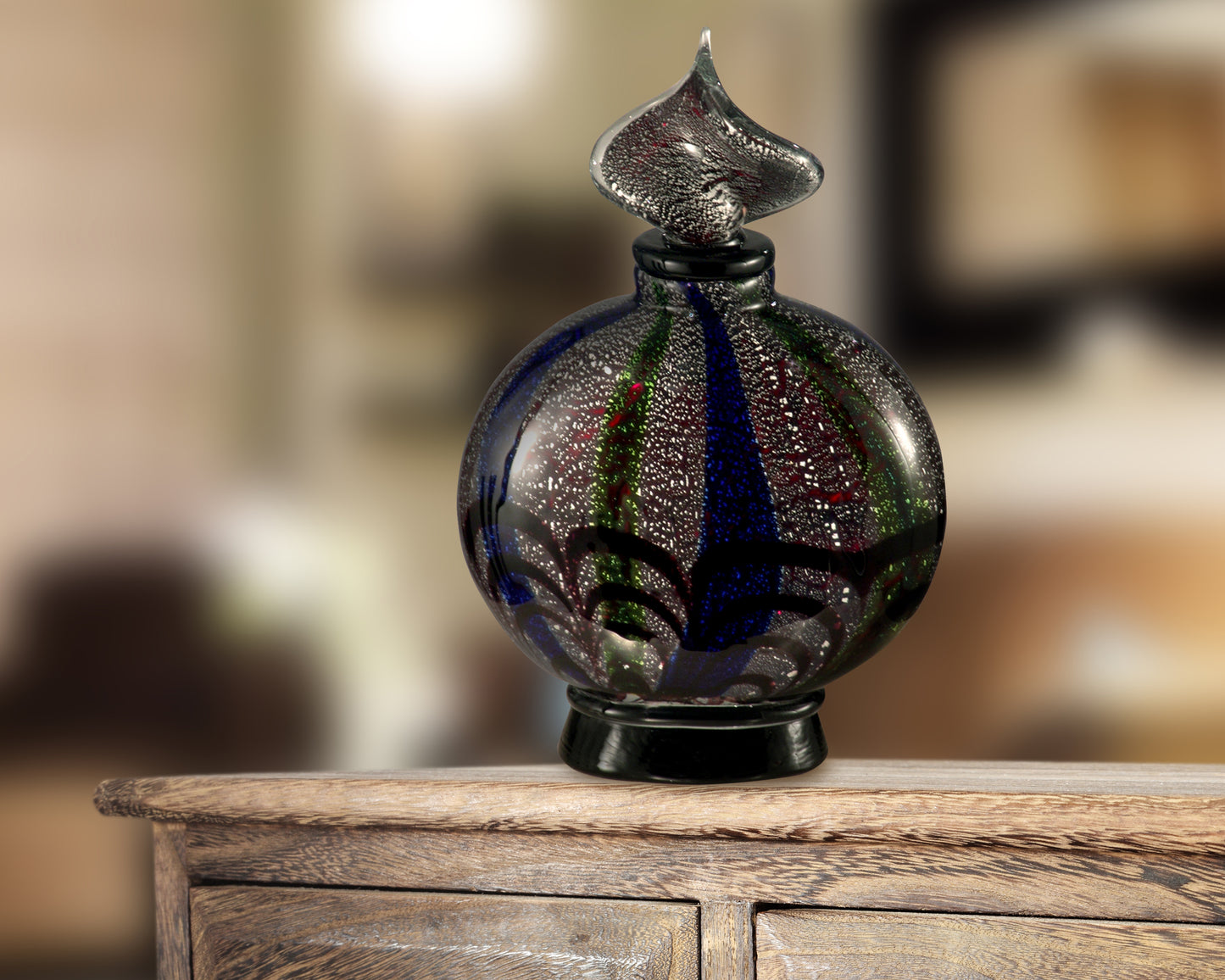 Black Widow Handcrafted Art Glass Perfume Bottle