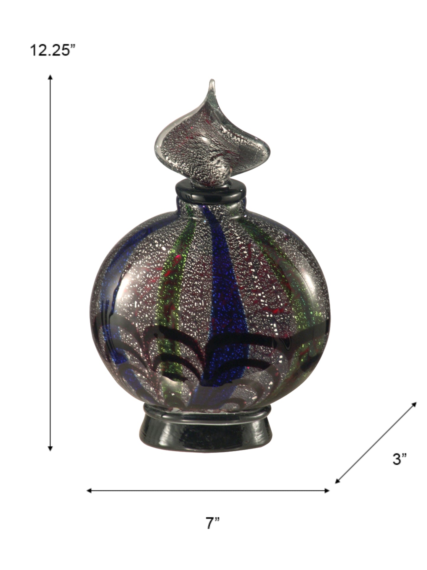 Black Widow Handcrafted Art Glass Perfume Bottle
