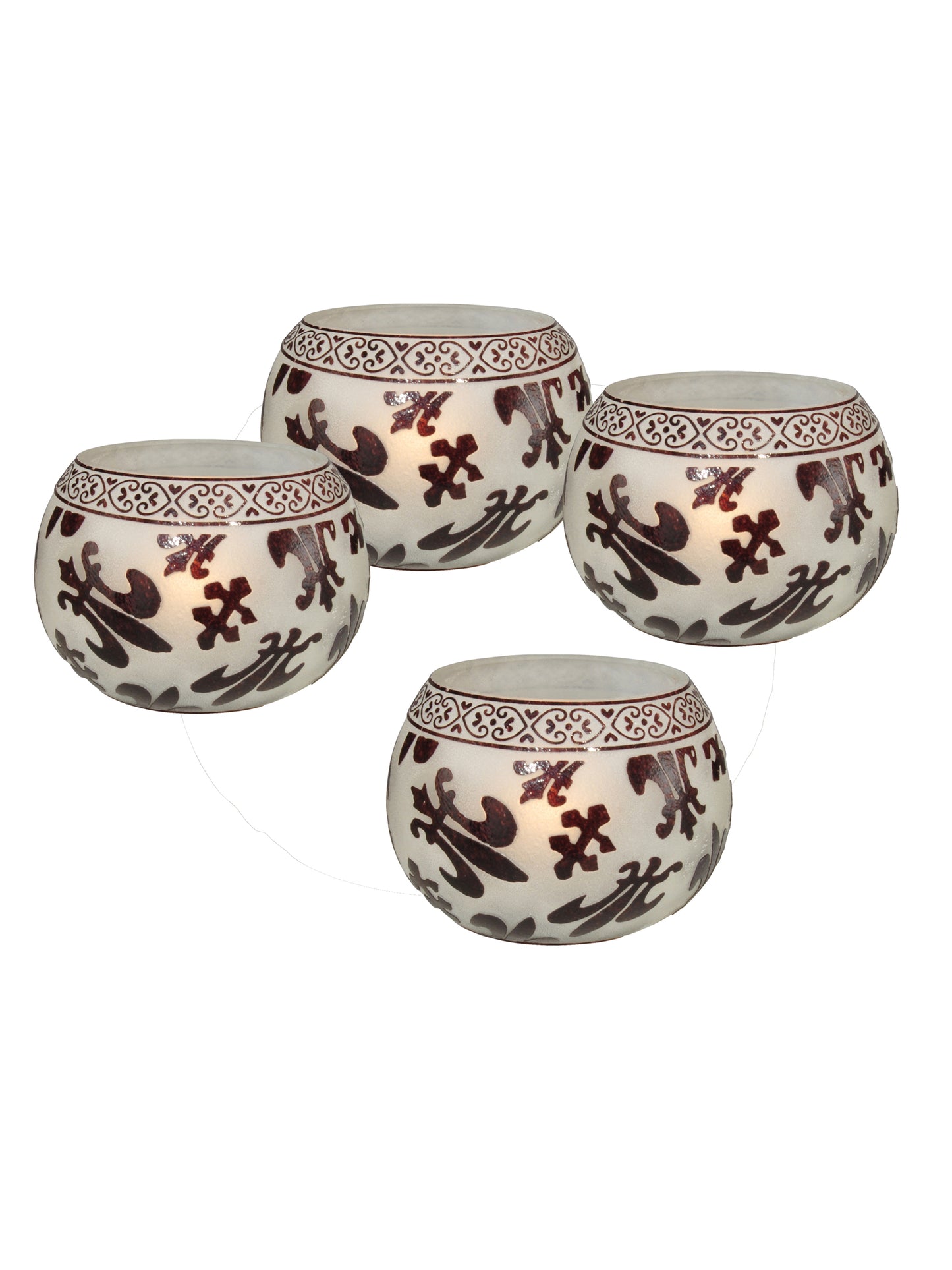 4-Piece Feori Sand Blasted Art Glass Candle Votive