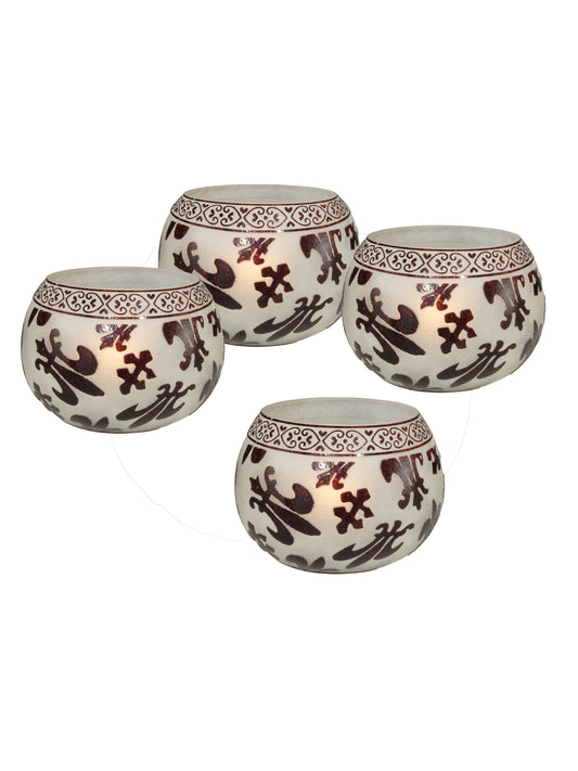 4-Piece Feori Sand Blasted Art Glass Candle Votive