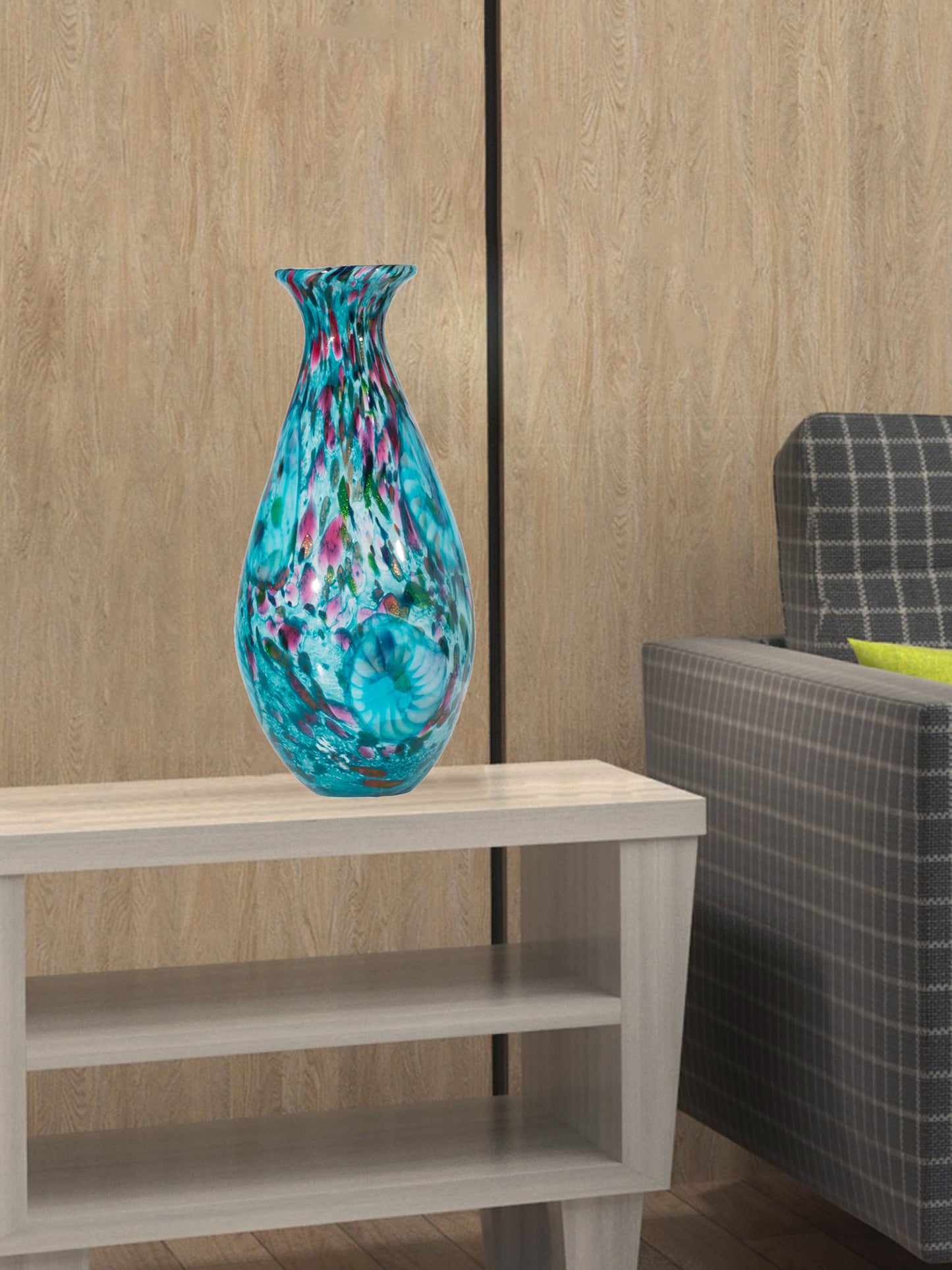 Leona Hand Blown Art Glass Vase