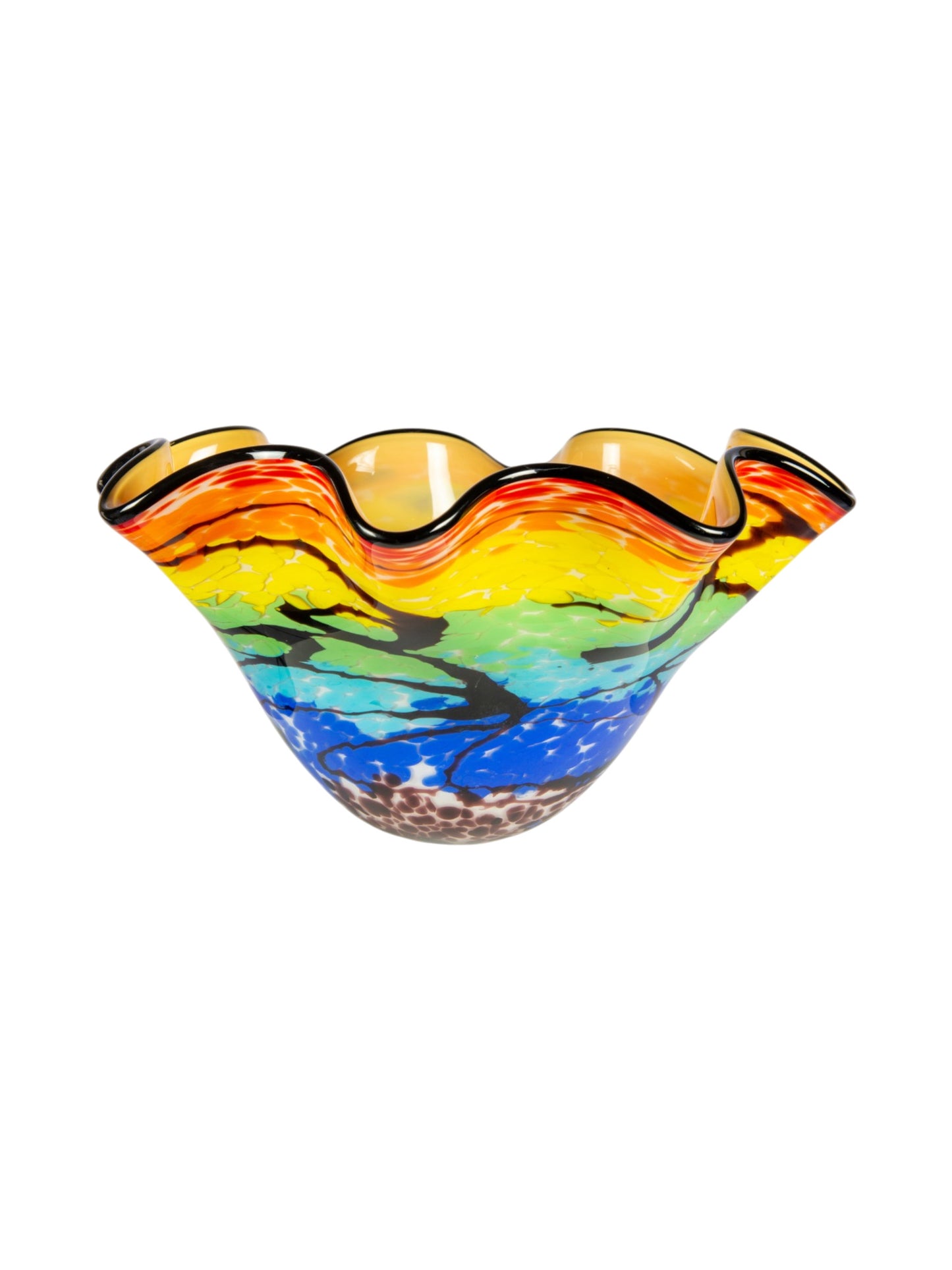 Rainbow Reef Hand Blown Art Glass Vase