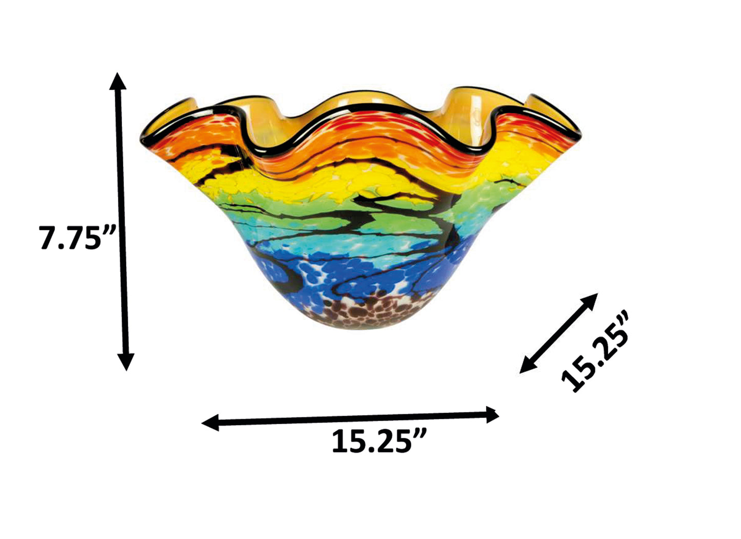 Rainbow Reef Hand Blown Art Glass Vase