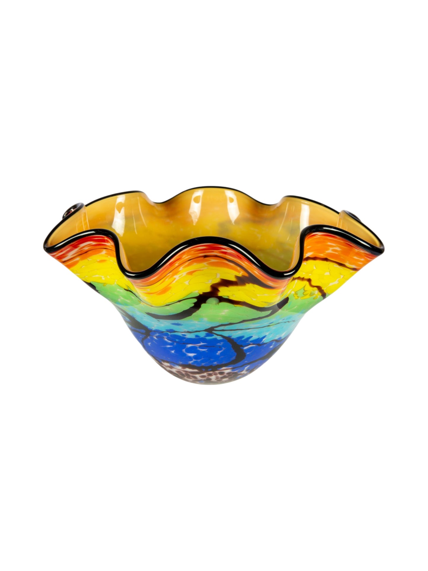 Rainbow Reef Hand Blown Art Glass Vase