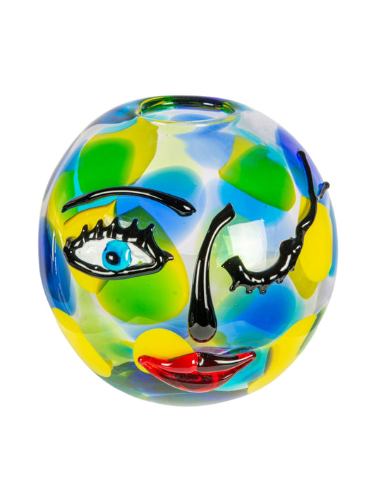 Winking Muse Hand Blown Art Glass Vase
