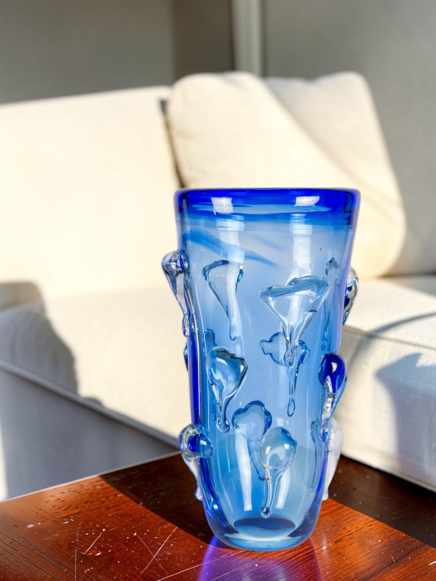 Blue Mayera Hand Blown Art Glass Vase