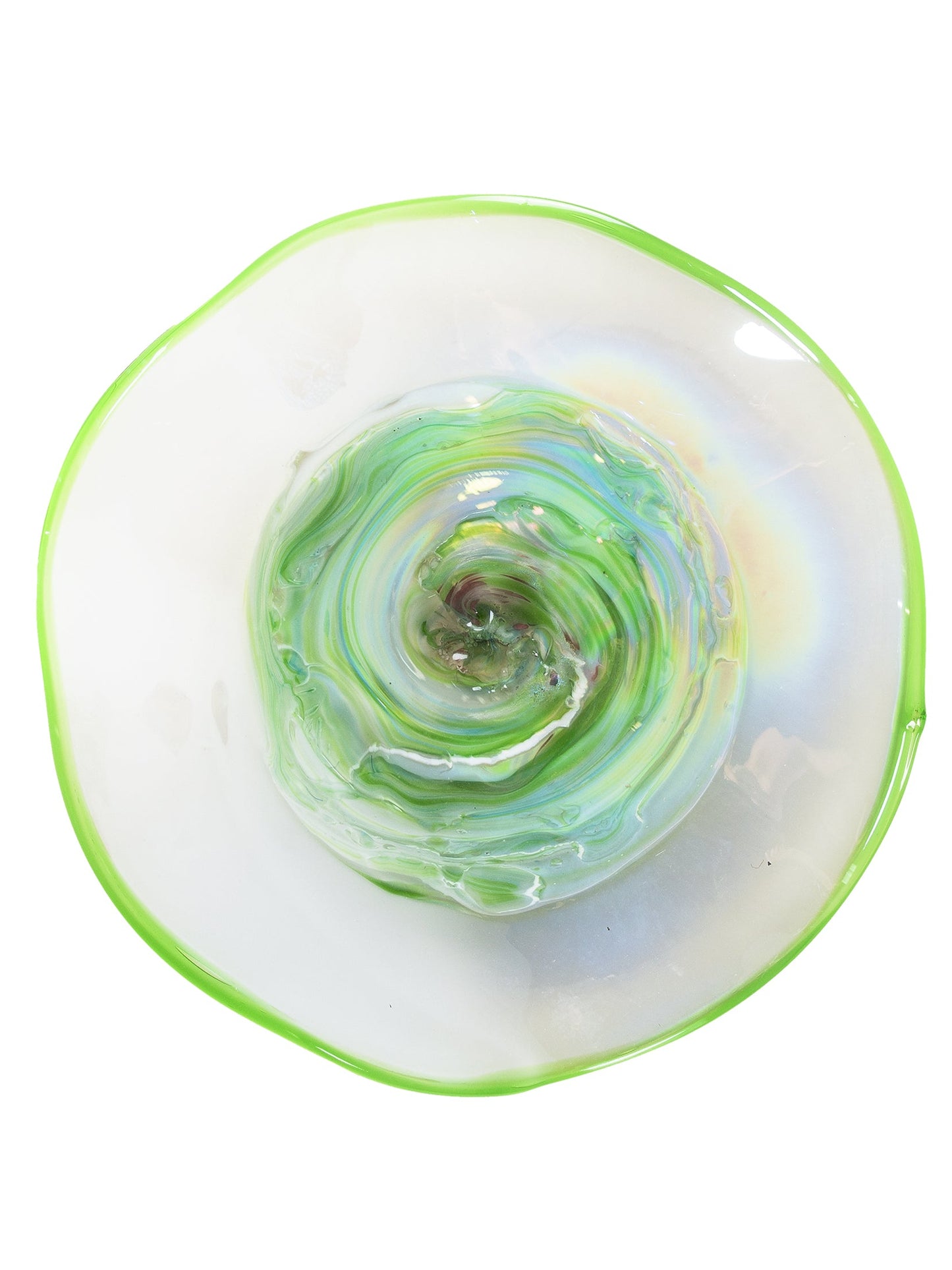 Cavalier White Green Hand Blown Art Glass Wall Decor - 18In