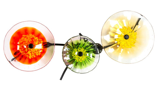 Fiore Bloom 3-Plate Hand Blown Art Glass Wall Decor