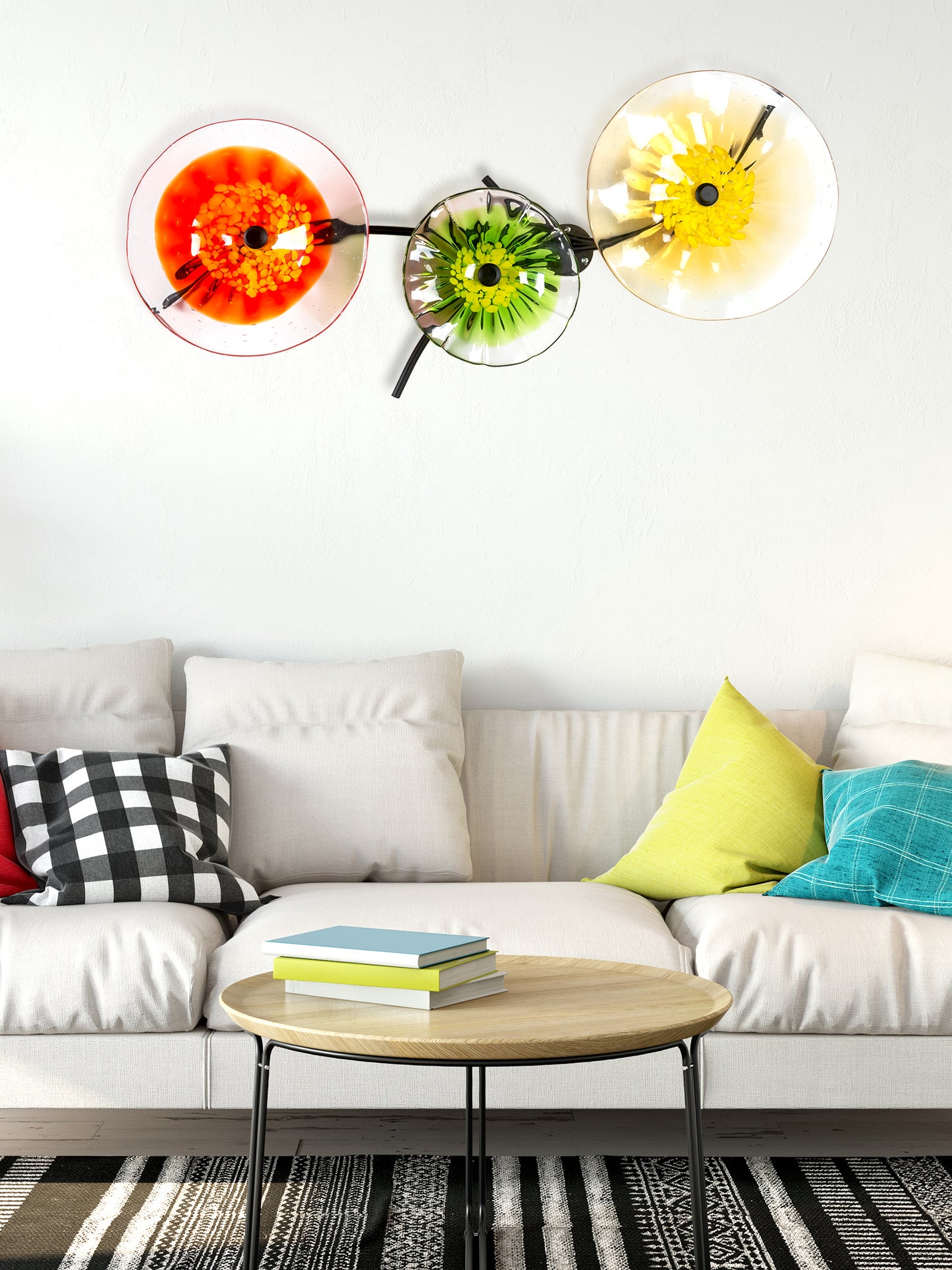 Fiore Bloom 3-Plate Hand Blown Art Glass Wall Decor