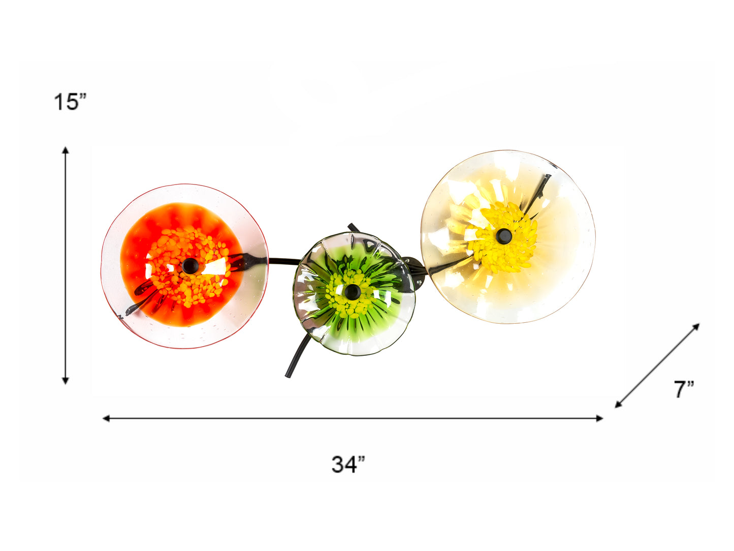 Fiore Bloom 3-Plate Hand Blown Art Glass Wall Decor