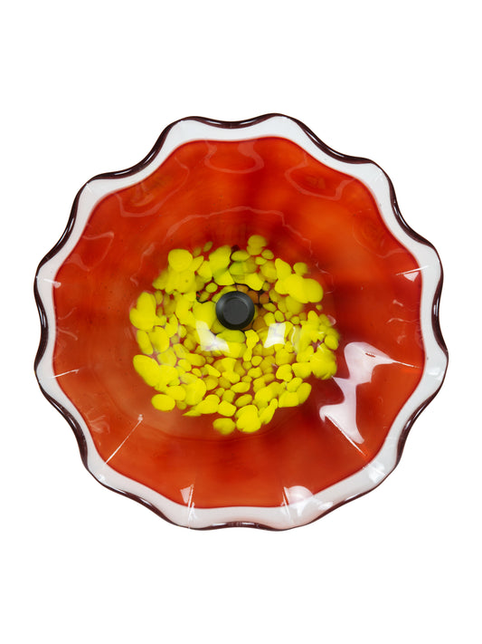 Fiore Bloom Red Hand Blown Art Glass Wall Decor - 12 Inch