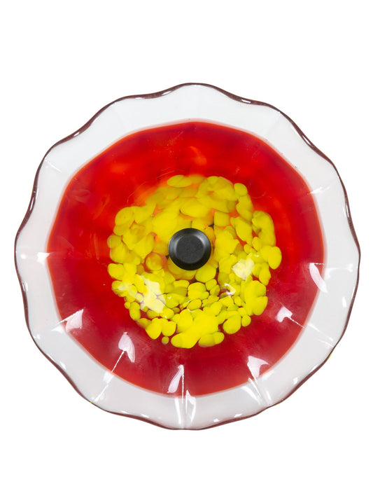 Fiore Bloom Red Hand Blown Art Glass Wall Decor - 9 Inch