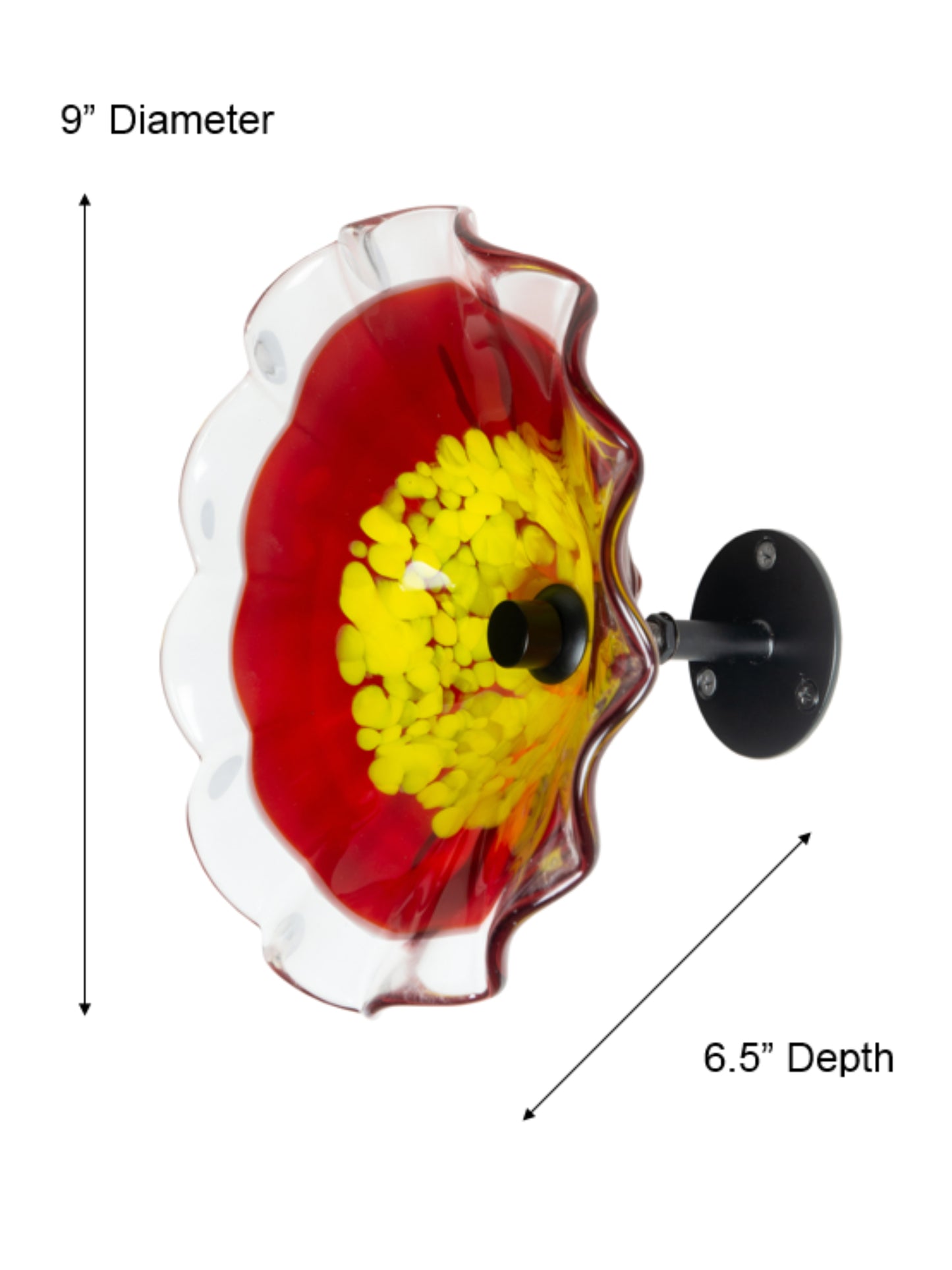 Fiore Bloom Red Hand Blown Art Glass Wall Decor - 9 Inch