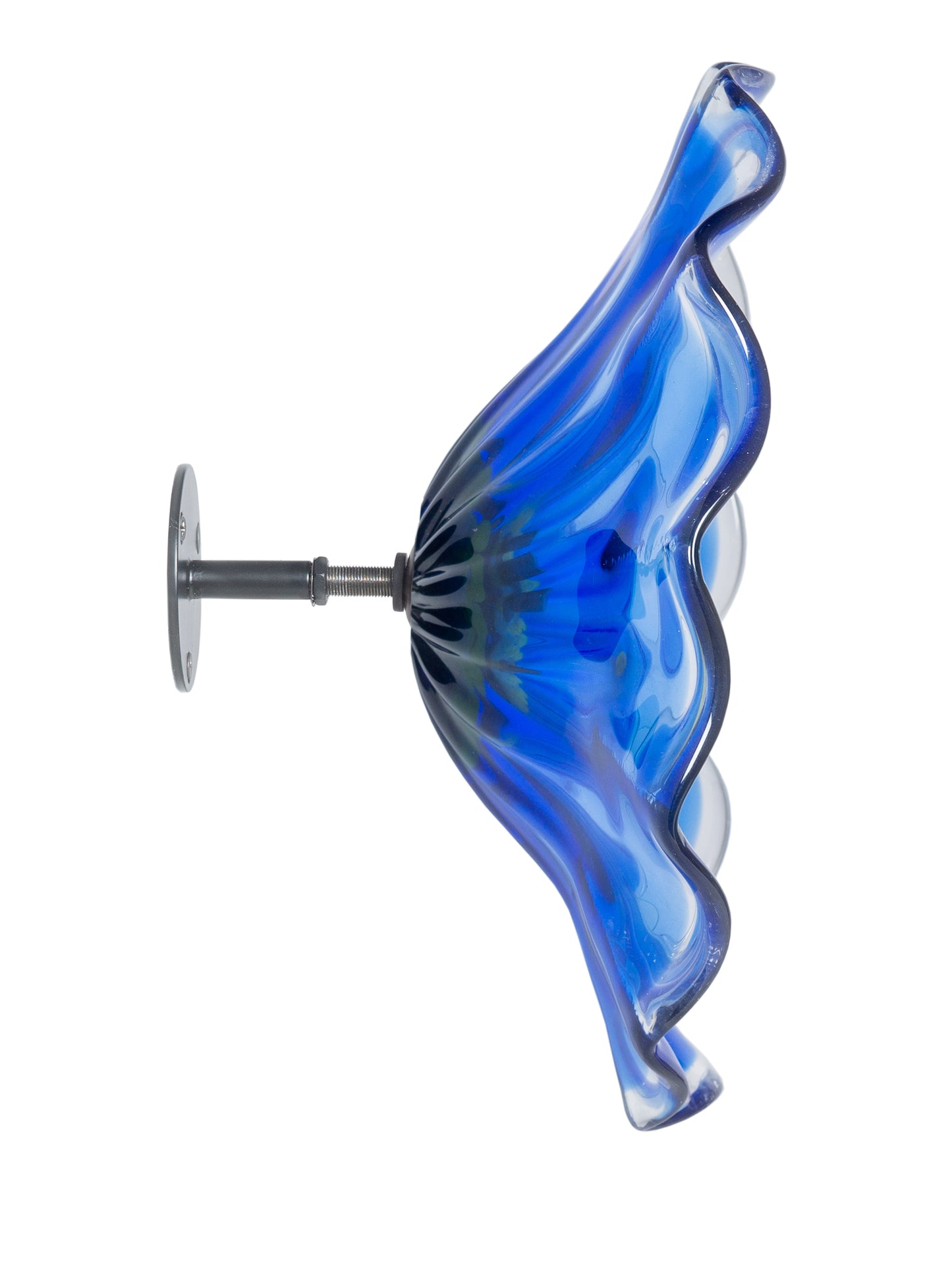 Fiore Bloom Blue Hand Blown Art Glass Wall Decor - 12 Inch