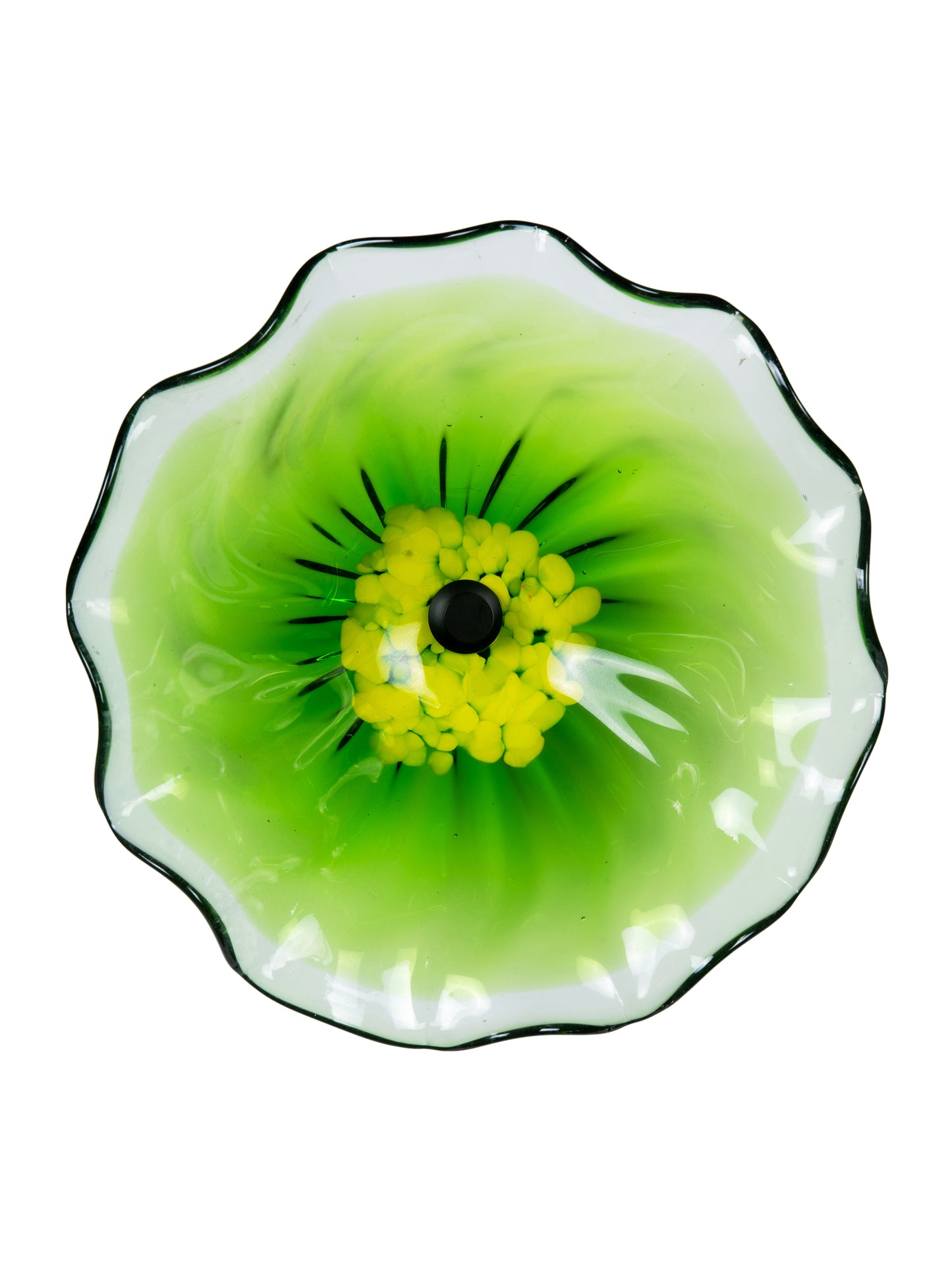 Fiore Bloom Green Hand Blown Art Glass Wall Decor - 12 Inch