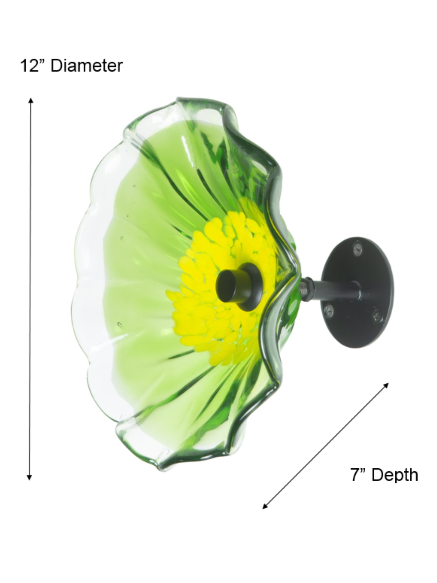 Fiore Bloom Green Hand Blown Art Glass Wall Decor - 12 Inch