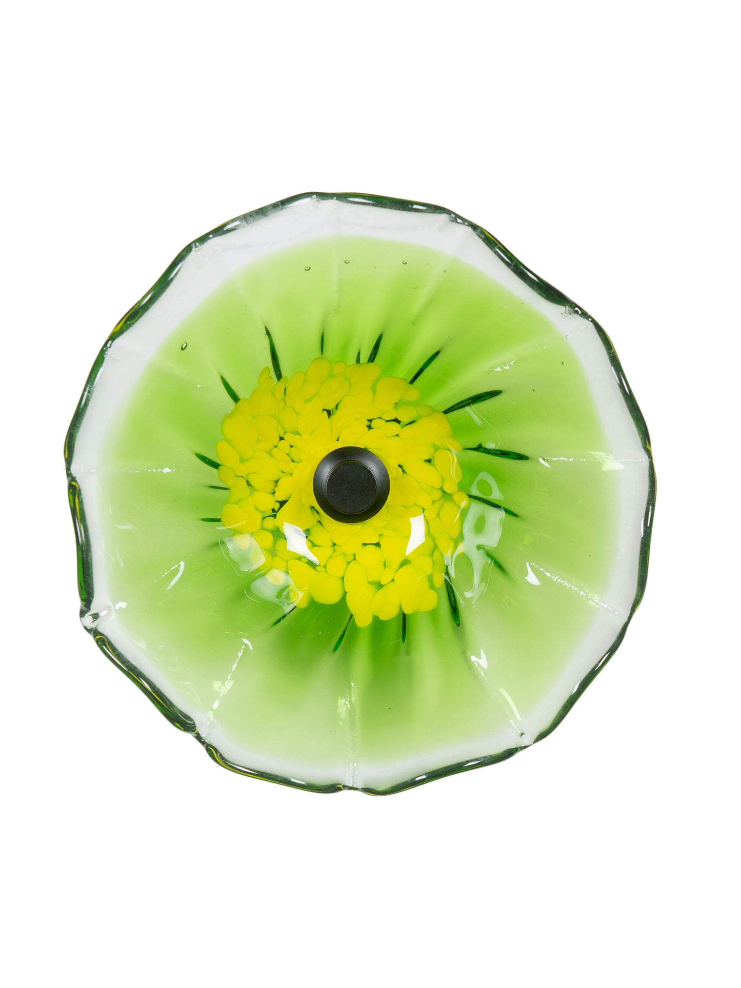 Fiore Bloom Green Hand Blown Art Glass Wall Decor - 9 Inch