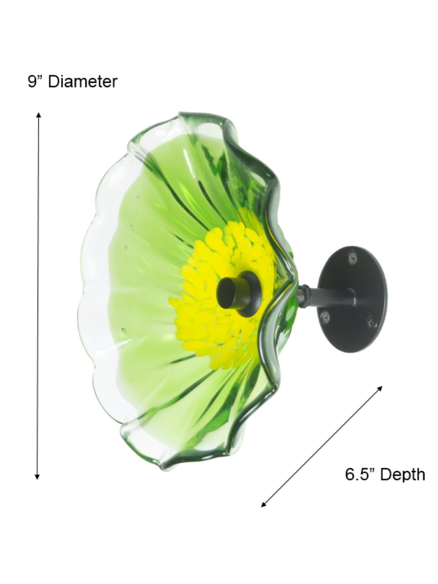 Fiore Bloom Green Hand Blown Art Glass Wall Decor - 9 Inch