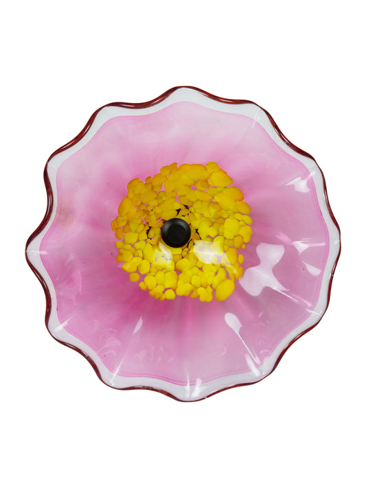 Fiore Bloom Pink Hand Blown Art Glass Wall Decor - 12 Inch
