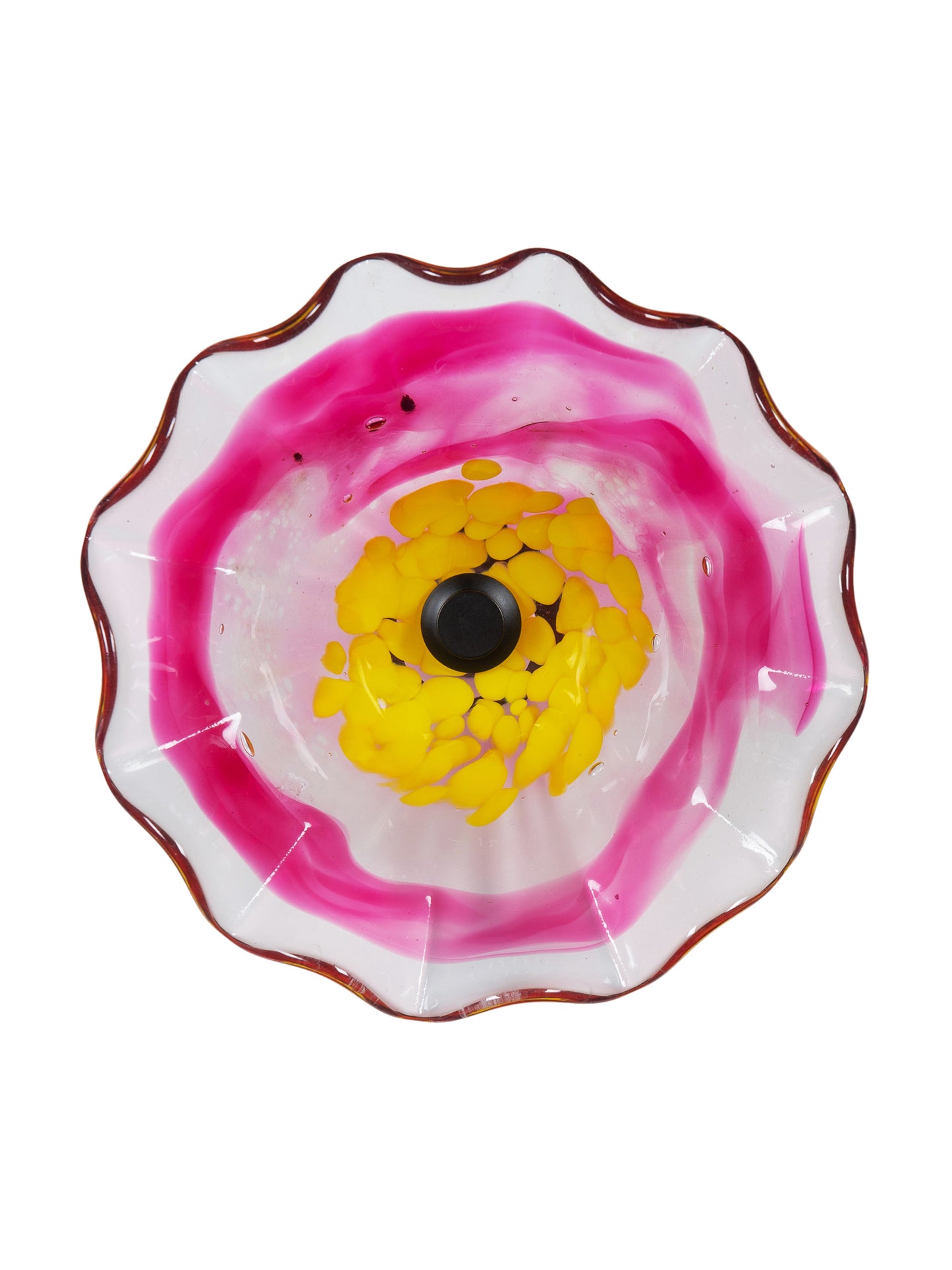 Fiore Bloom Pink Hand Blown Art Glass Wall Decor - 9 Inch