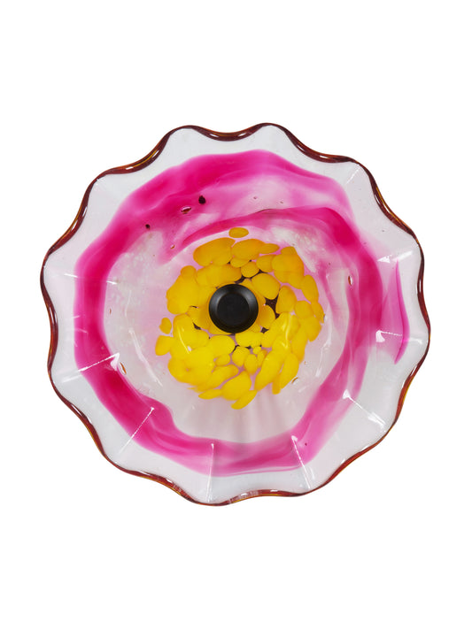 Fiore Bloom Pink Hand Blown Art Glass Wall Decor - 9 Inch