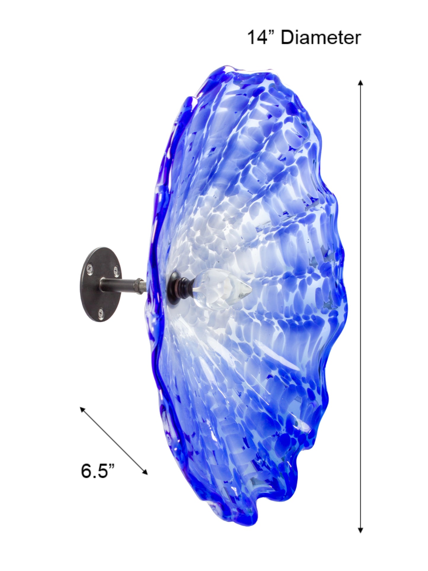 Fiore Blue Hand Blown Art Glass Wall Decor - 14 Inch