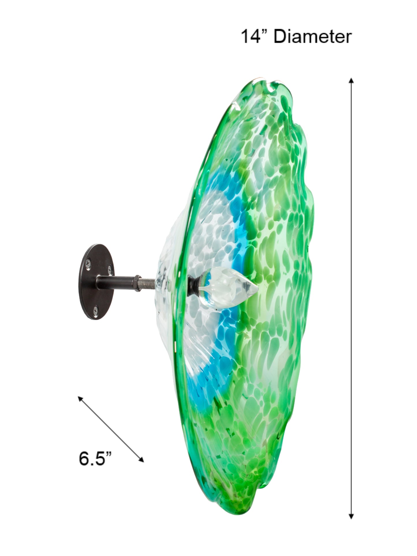 Fiore Green Hand Blown Art Glass Wall Decor - 14 Inch