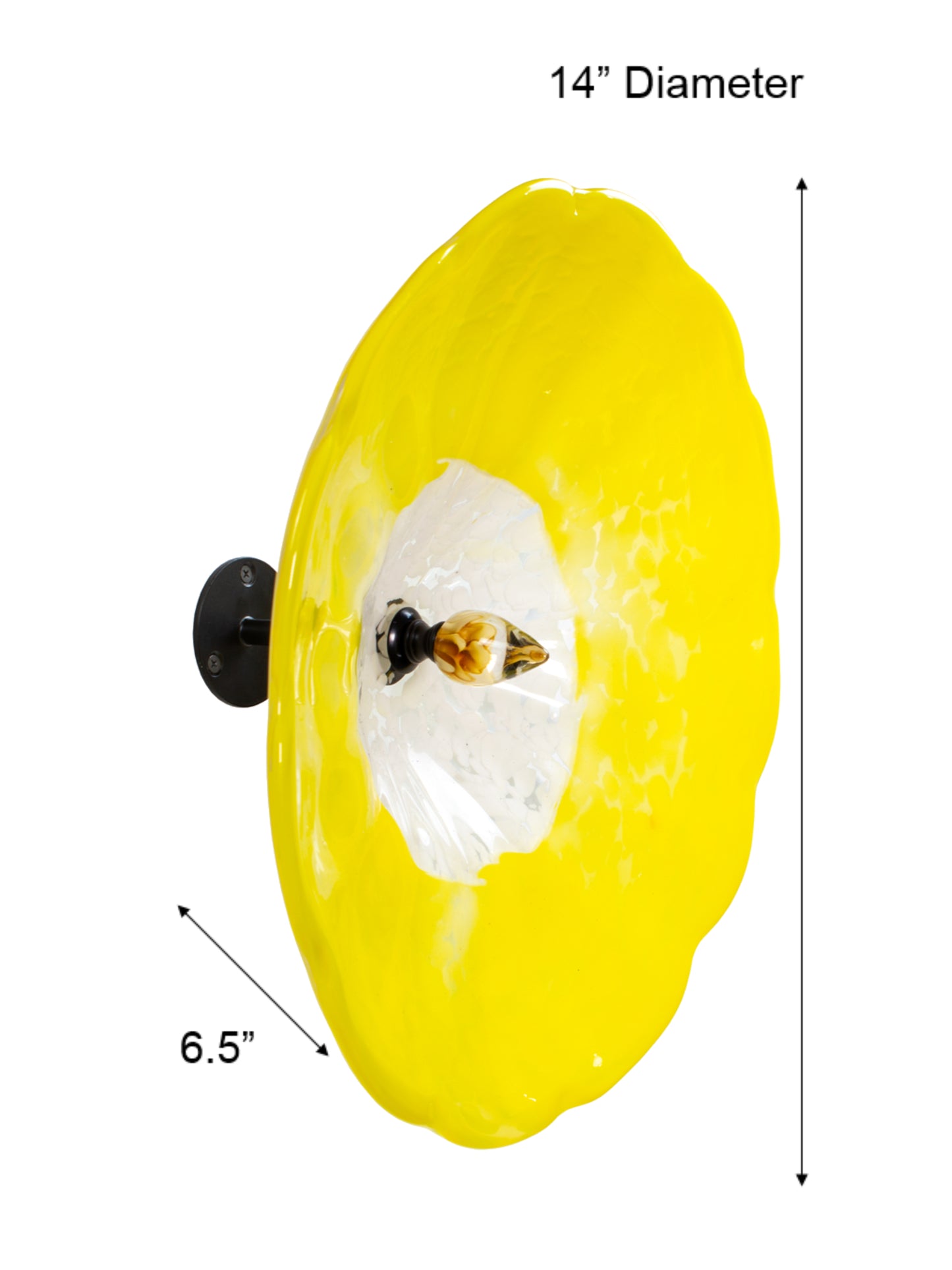 Fiore Yellow Hand Blown Art Glass Wall Decor - 14 Inch