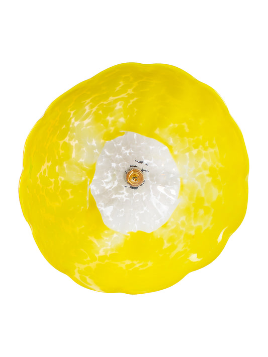 Fiore Yellow Hand Blown Art Glass Wall Decor - 14 Inch