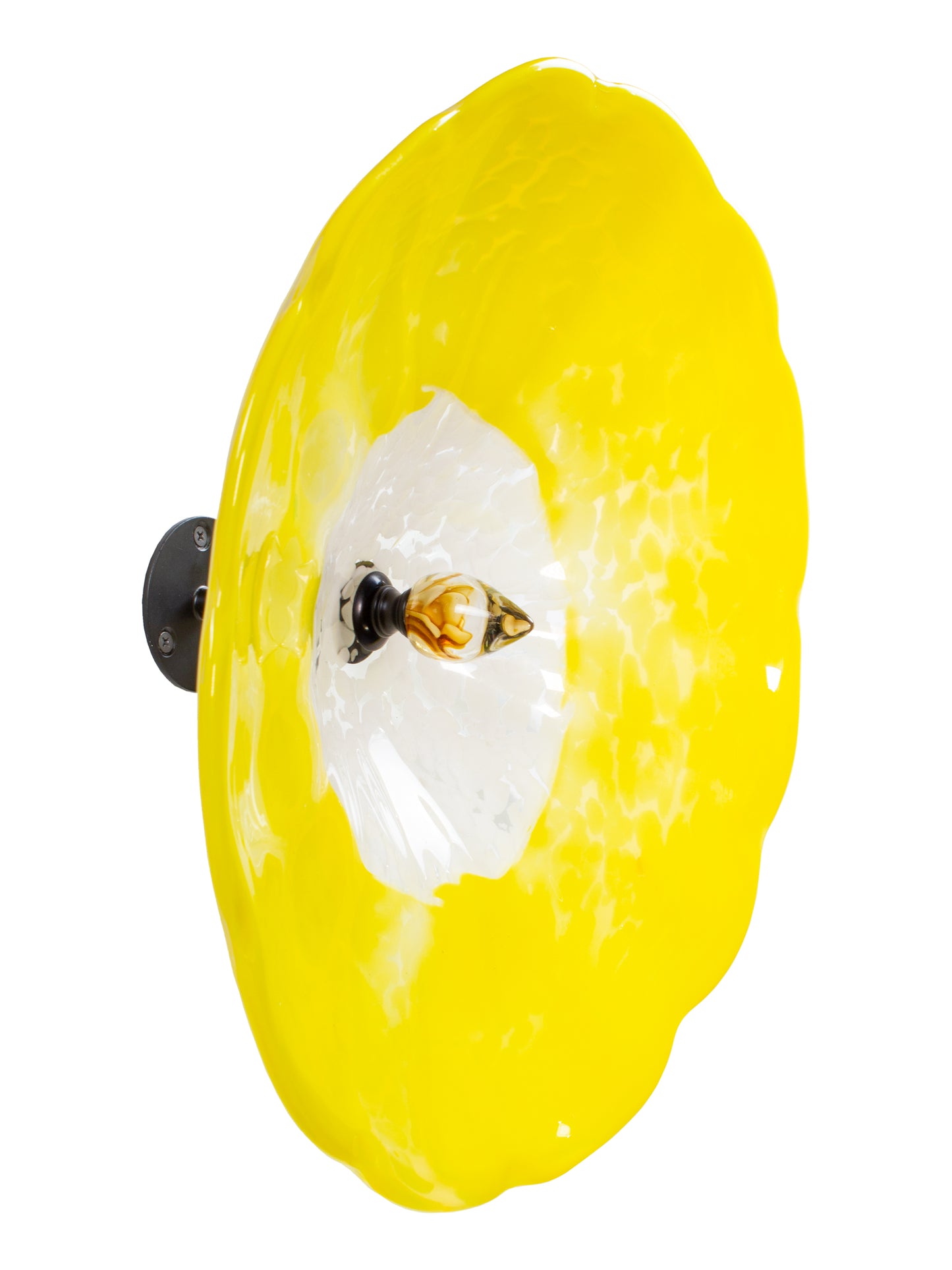 Fiore Yellow Hand Blown Art Glass Wall Decor - 14 Inch