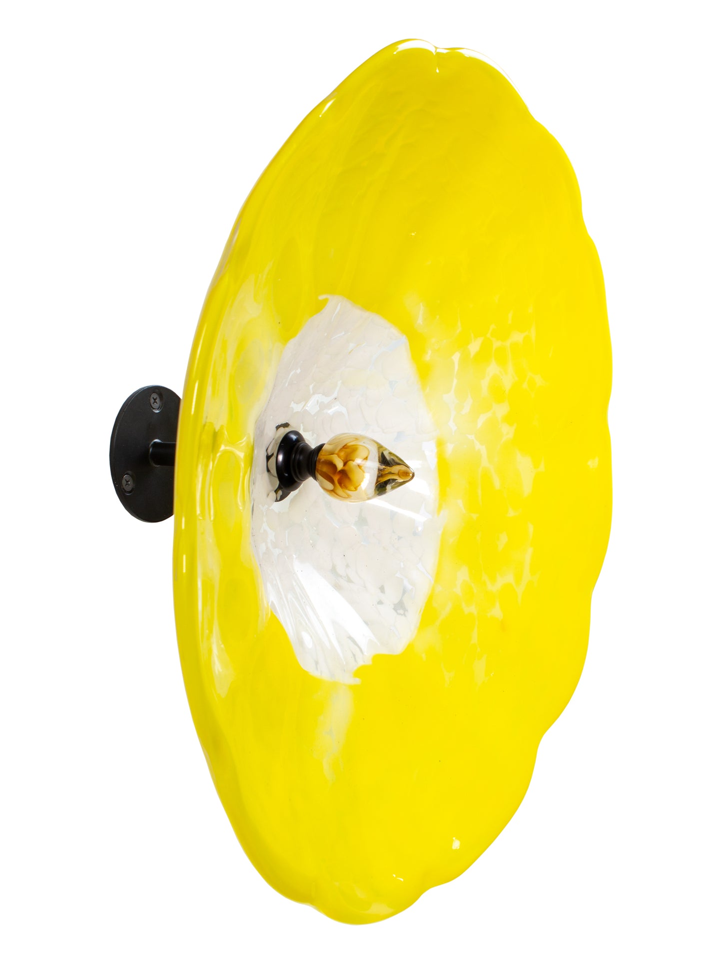 Fiore Yellow Hand Blown Art Glass Wall Decor - 14 Inch