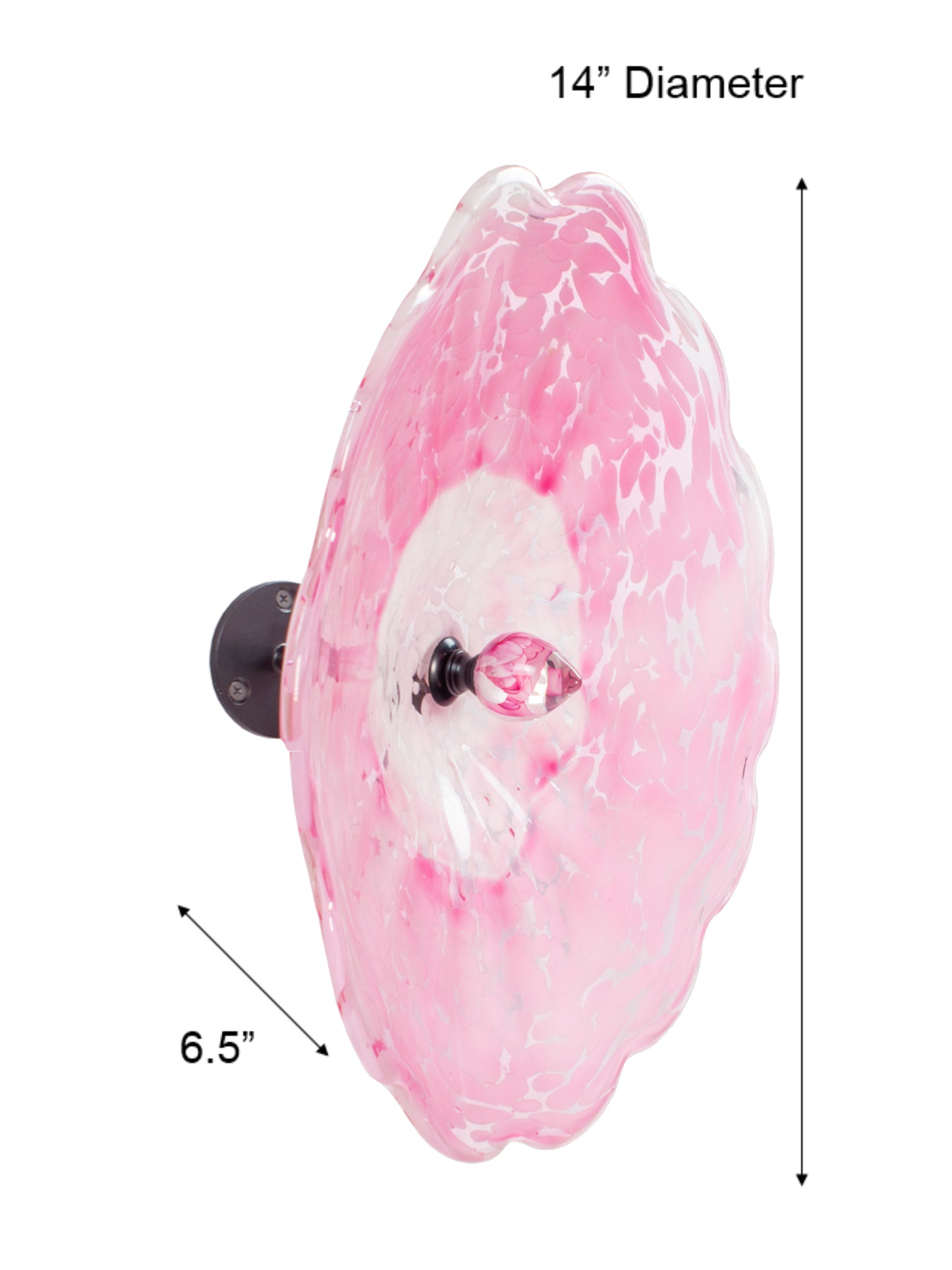Fiore Pink Hand Blown Art Glass Wall Decor - 14 Inch