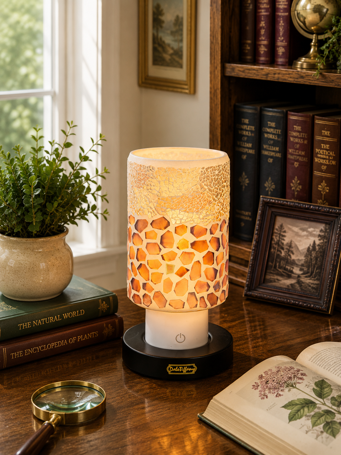 Alps Purple Uplight Cordless Rechargeable Mosaic Accent Lamp