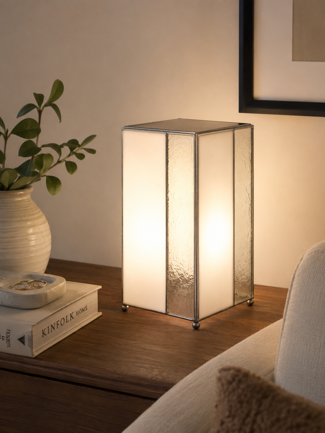 Monolith White Fused Glass Table Lamp