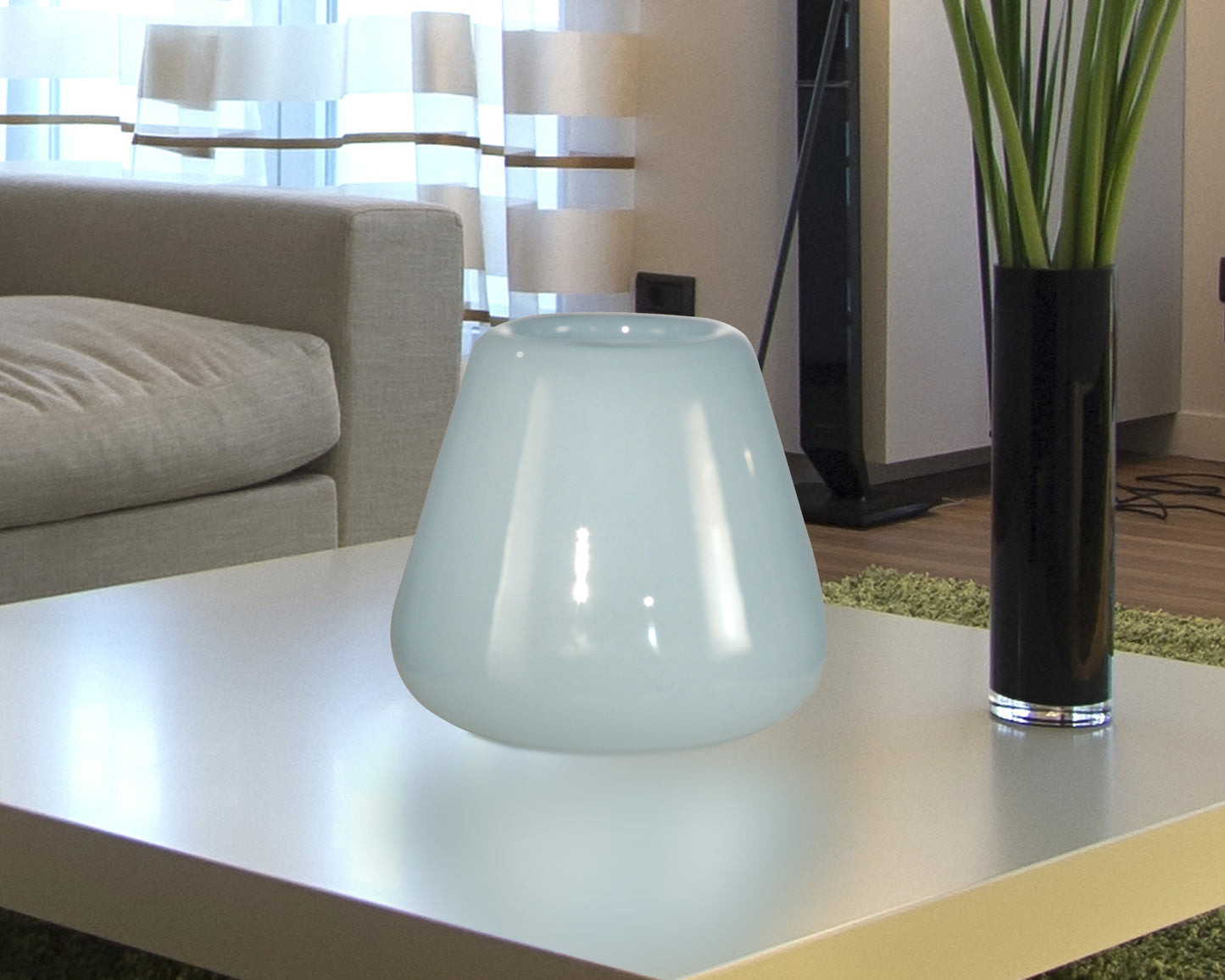 Tobias White Hand Blown Art Glass Vase