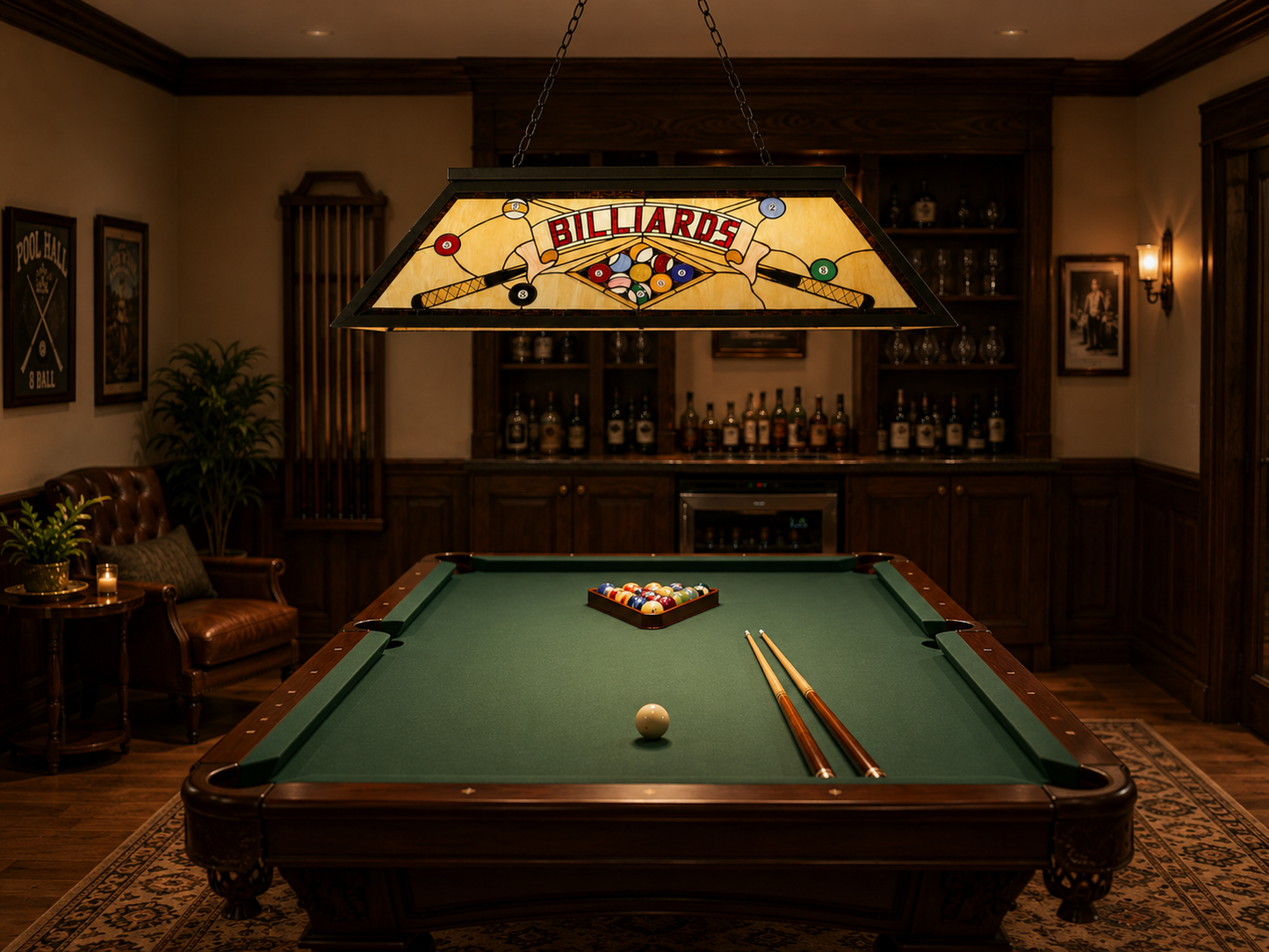 Billiards Pool Table Tiffany Island Fixture