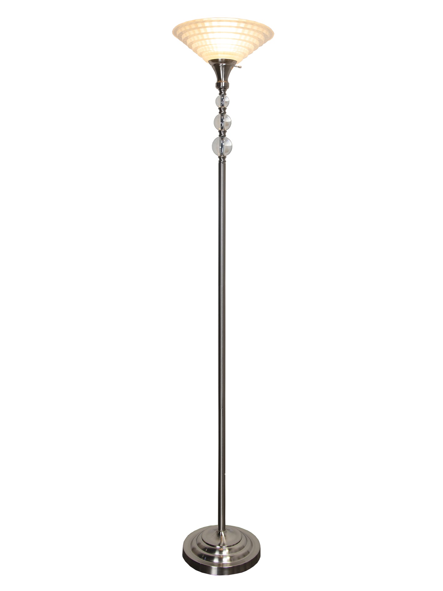 Alaris Orb Art Glass Polished Nickel Torchiere Floor Lamp