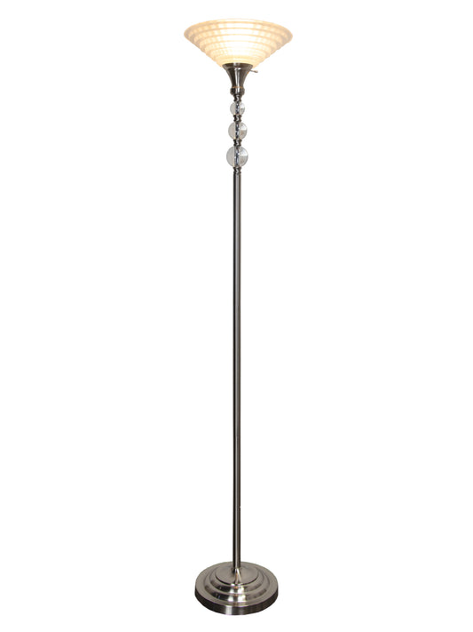 Alaris Orb Art Glass Polished Nickel Torchiere Floor Lamp