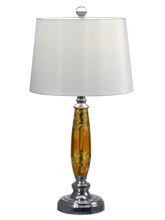 Glossy Amber 24% Lead Crystal Table Lamp